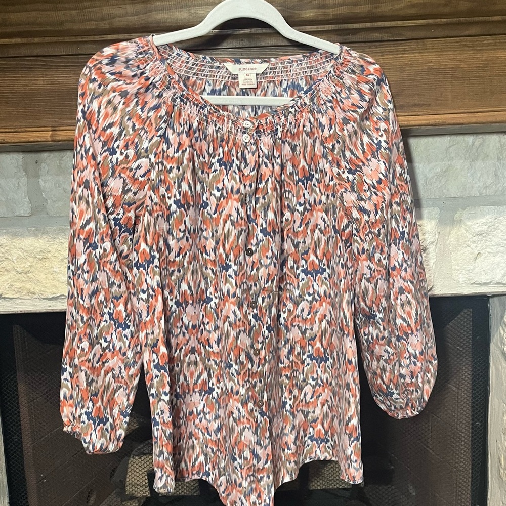 Sundance Ikat print Silk Blouse